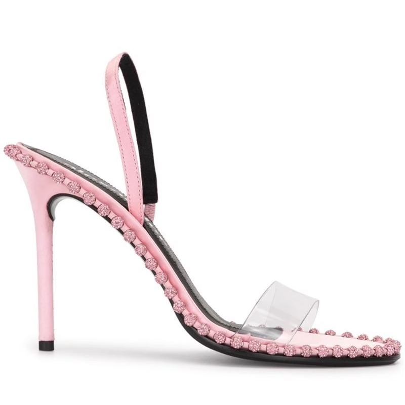 Pink One-Strap Transparent High Heels Sandals with Open Toes - 2025 Summer Y2K Style Thin Heels