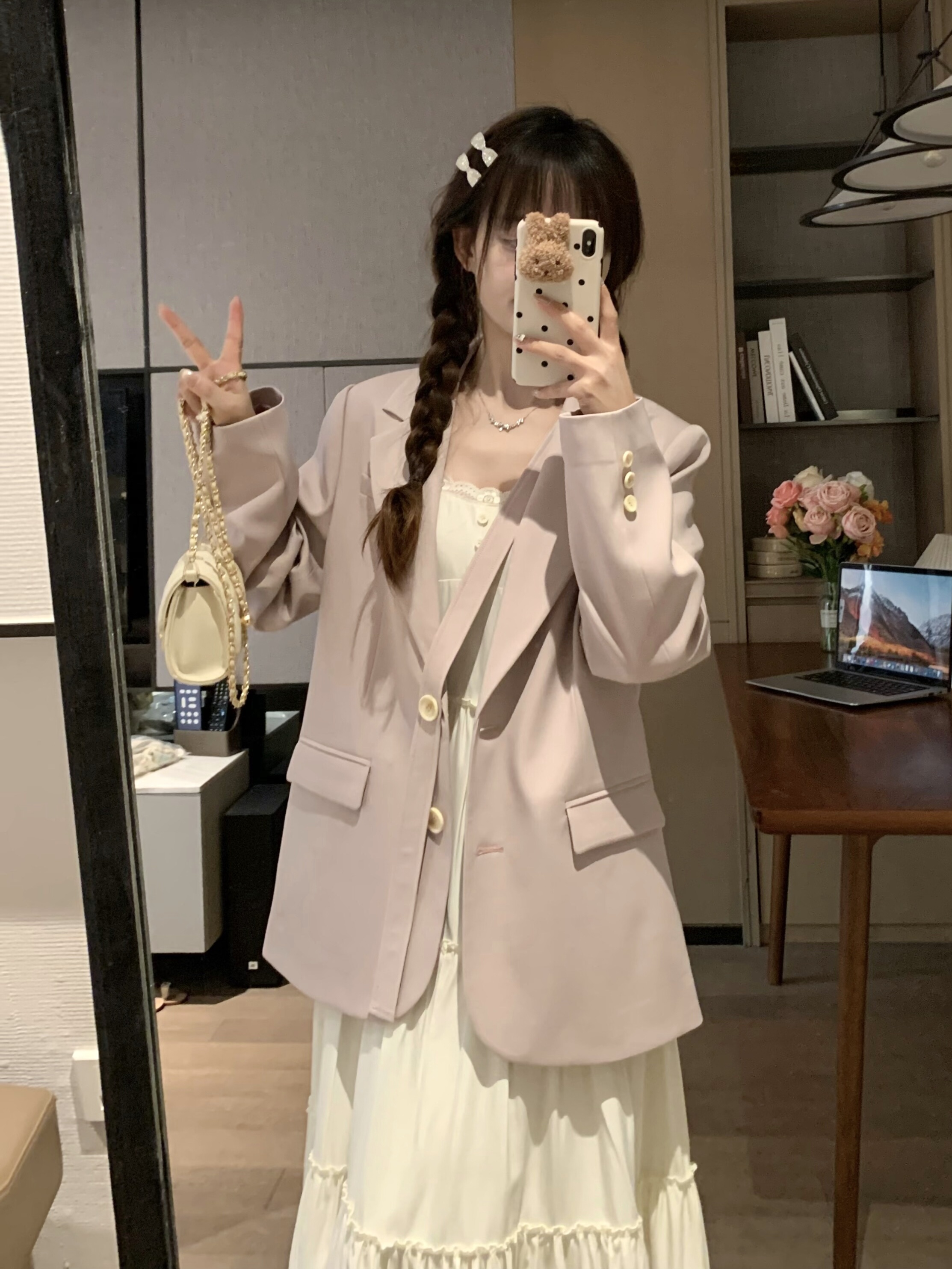 Pink Oversized Casual Blazer for Women - Elegant Korean Style, Versatile High-End Design, Spring Fashion Must-Have