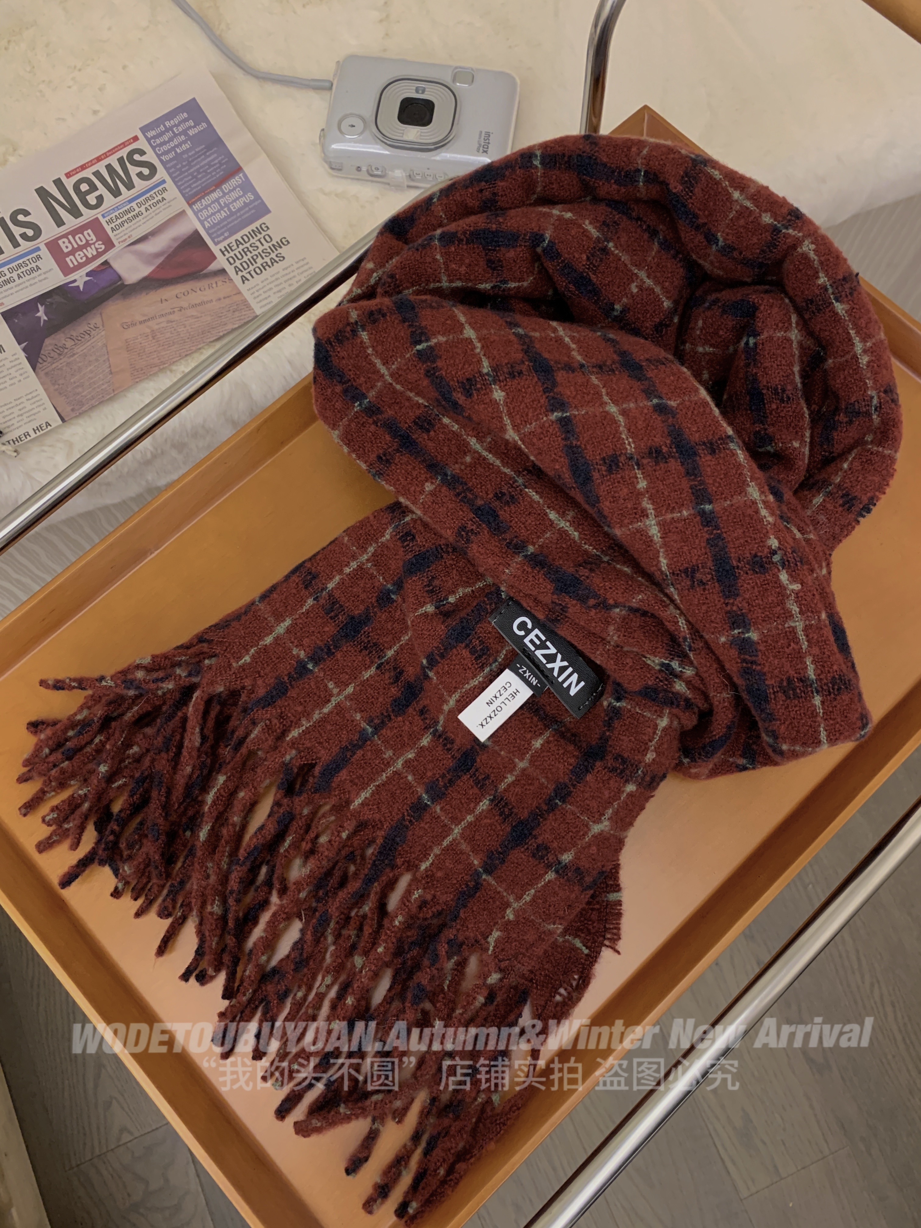 Plaid Scarf for Women - My Head Is Not Round Vintage Fringed Neck Warmer, Thick Warm Shawl, 2025 Winter Fashion Accessory Plaid Scarf for Women - My Head Is Not Round Vintage Fringed Neck Warmer, Thick Warm Shawl, 2025 Winter Fashion Accessory