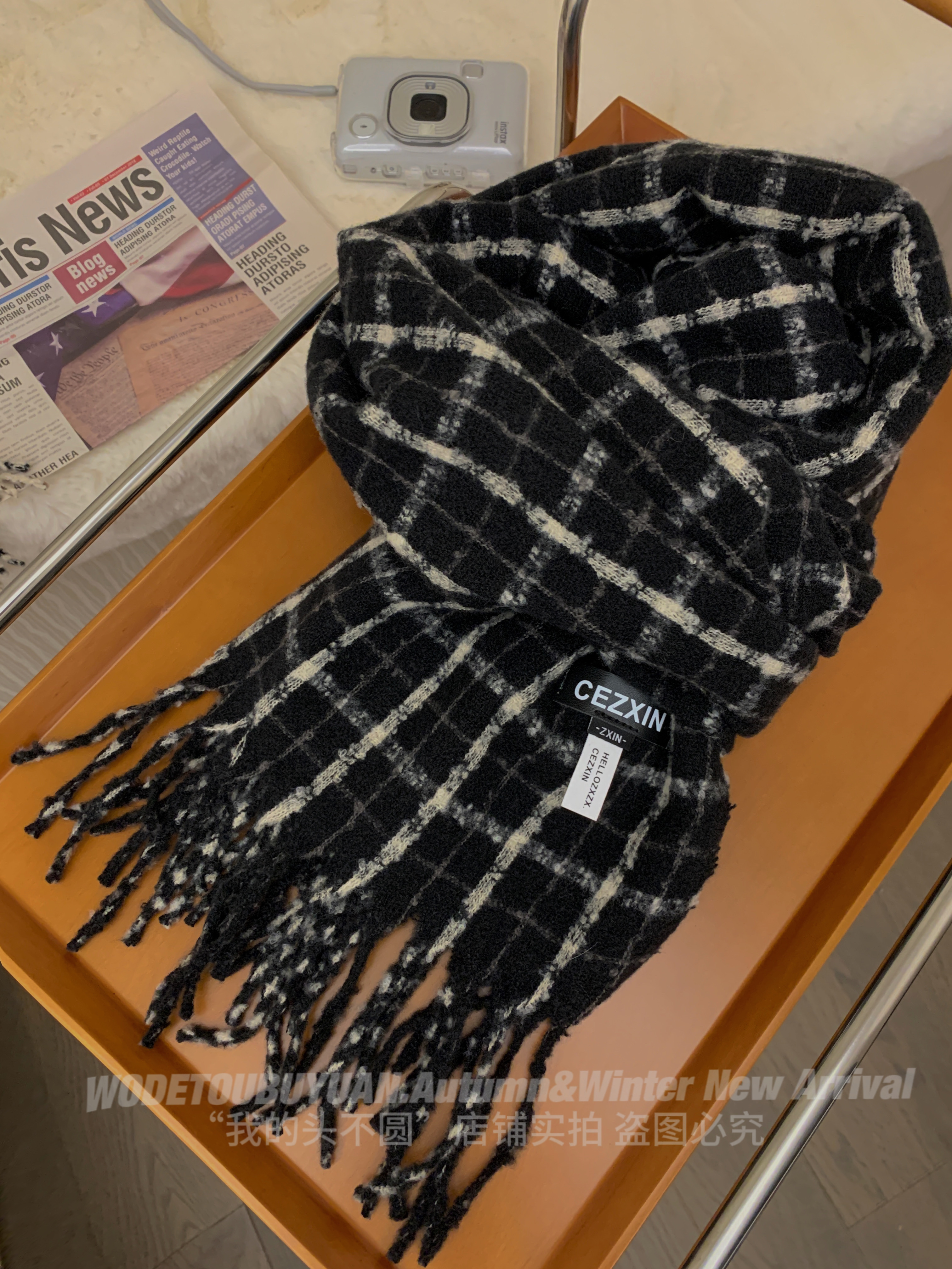 Plaid Scarf for Women - My Head Is Not Round Vintage Fringed Neck Warmer, Thick Warm Shawl, 2025 Winter Fashion Accessory Plaid Scarf for Women - My Head Is Not Round Vintage Fringed Neck Warmer, Thick Warm Shawl, 2025 Winter Fashion Accessory