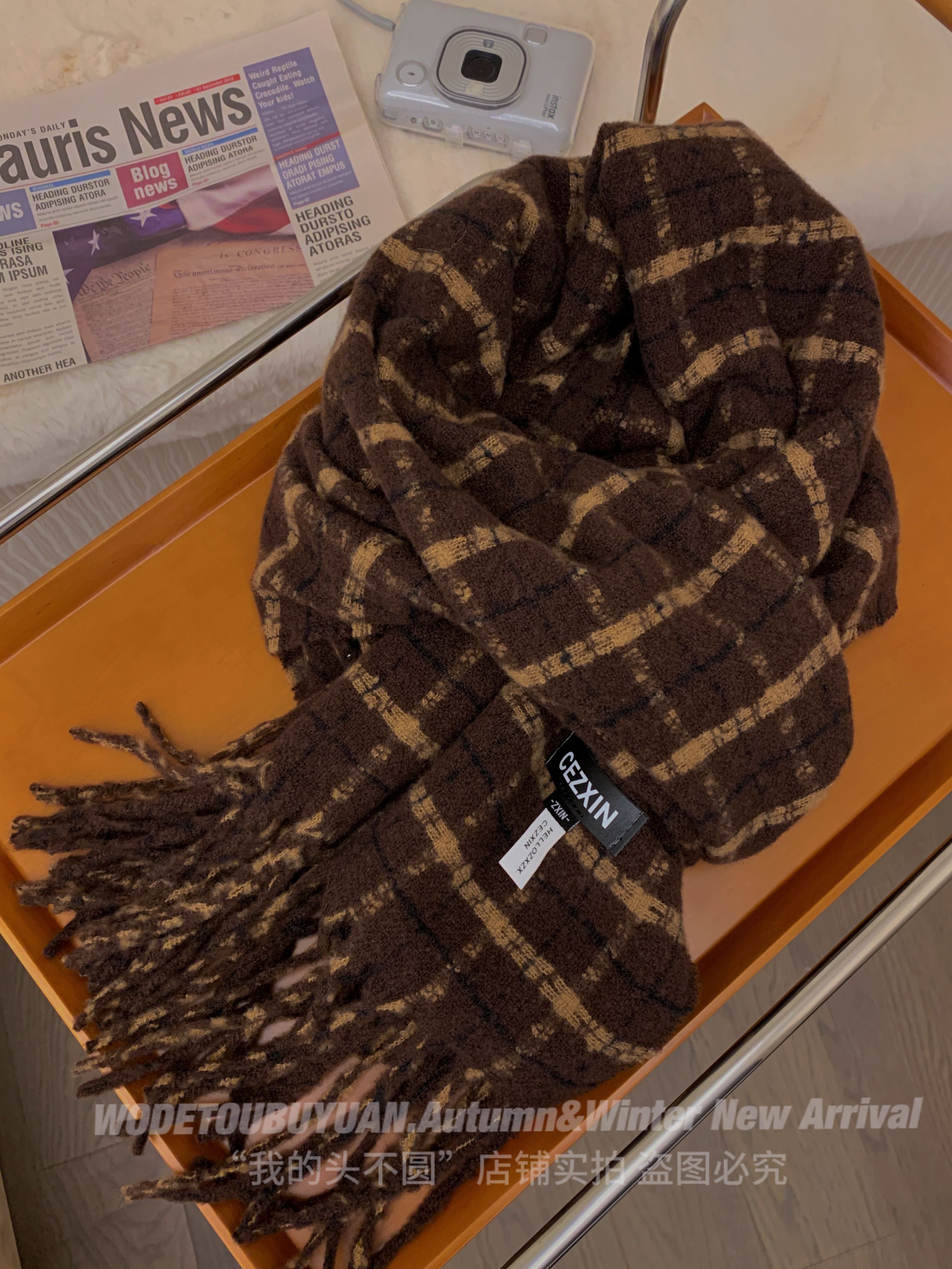 Plaid Scarf for Women - My Head Is Not Round Vintage Fringed Neck Warmer, Thick Warm Shawl, 2025 Winter Fashion Accessory