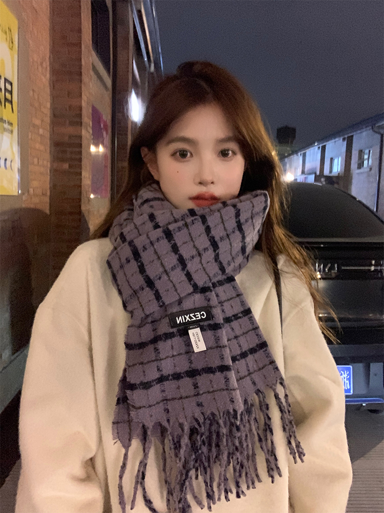 Plaid Scarf for Women - My Head Is Not Round Vintage Fringed Neck Warmer, Thick Warm Shawl, 2025 Winter Fashion Accessory Plaid Scarf for Women - My Head Is Not Round Vintage Fringed Neck Warmer, Thick Warm Shawl, 2025 Winter Fashion Accessory