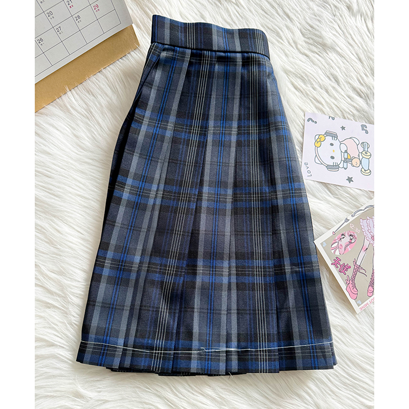 Pleated A-Line Midi Skirt for Women - Summer College Style, Simple Versatile Japanese JK Uniform Fashion