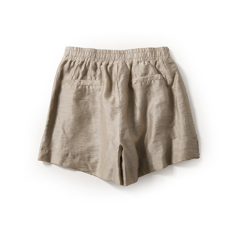 Pleated Flared Short Sleeve Top & Elastic Waist Lace Panel Shorts Set - European Summer Linen Style for Women