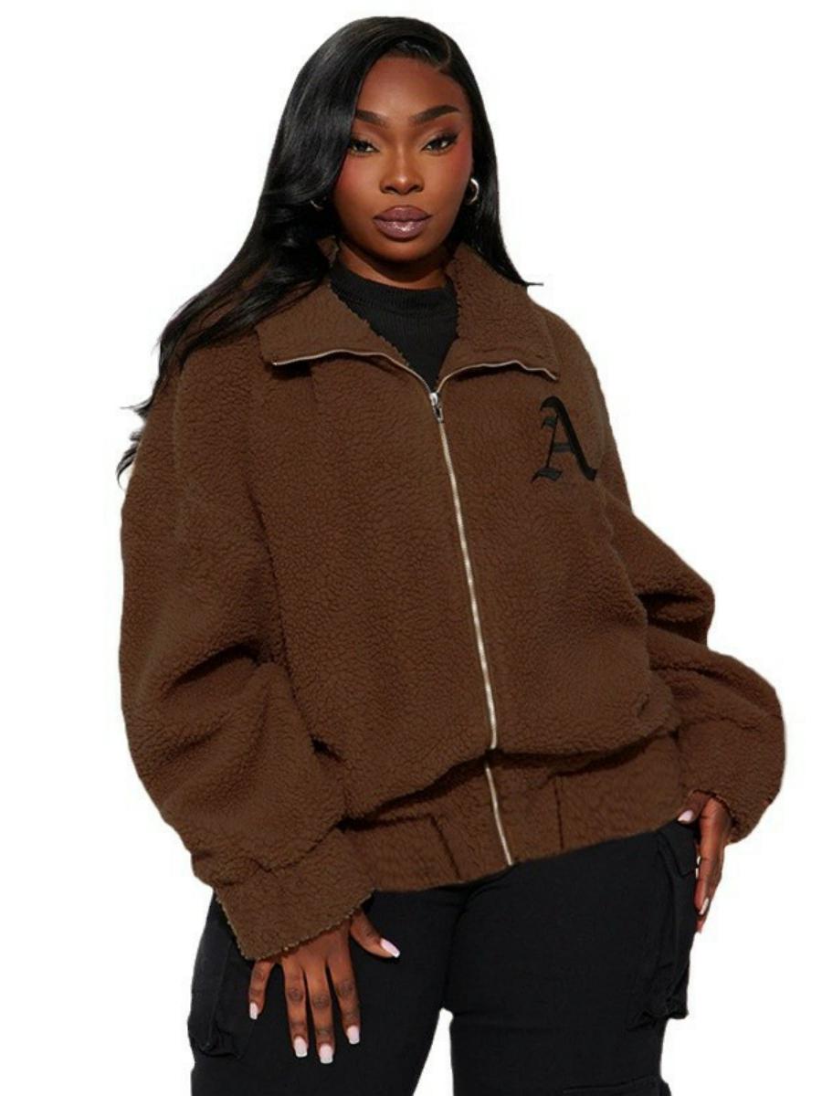 Plus Size Lamb Wool Loose Zipper Cardigan Coat with Lapel - Casual Warm Fashion for Autumn Winter Plus Size Lamb Wool Loose Zipper Cardigan Coat with Lapel - Casual Warm Fashion for Autumn Winter