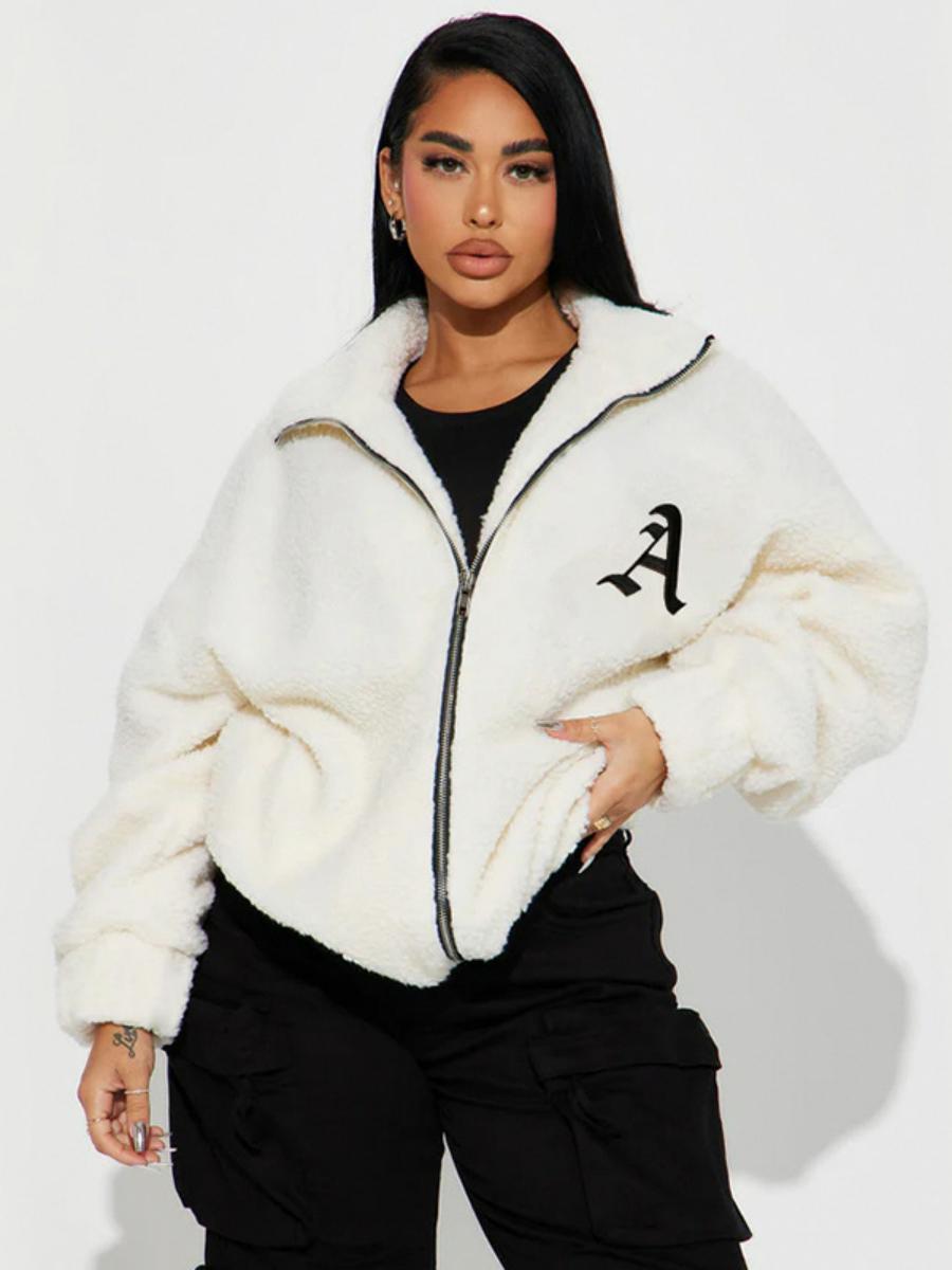 Plus Size Lamb Wool Loose Zipper Cardigan Coat with Lapel - Casual Warm Fashion for Autumn Winter Plus Size Lamb Wool Loose Zipper Cardigan Coat with Lapel - Casual Warm Fashion for Autumn Winter