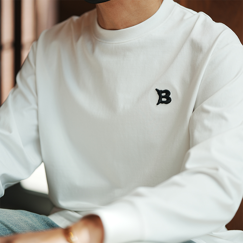 Plus Size Men's Black Long Sleeve T-Shirt with High-End Embroidery, Casual Round Neck Base Layer for Autumn and Winter Plus Size Men's Black Long Sleeve T-Shirt with High-End Embroidery, Casual Round Neck Base Layer for Autumn and Winter