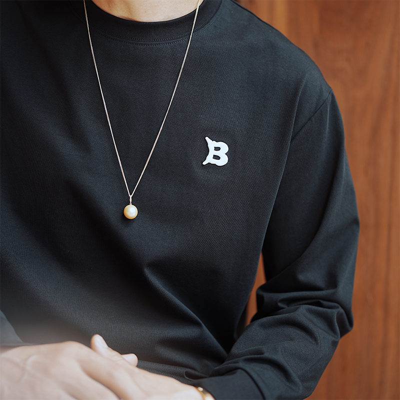 Plus Size Men's Black Long Sleeve T-Shirt with High-End Embroidery, Casual Round Neck Base Layer for Autumn and Winter