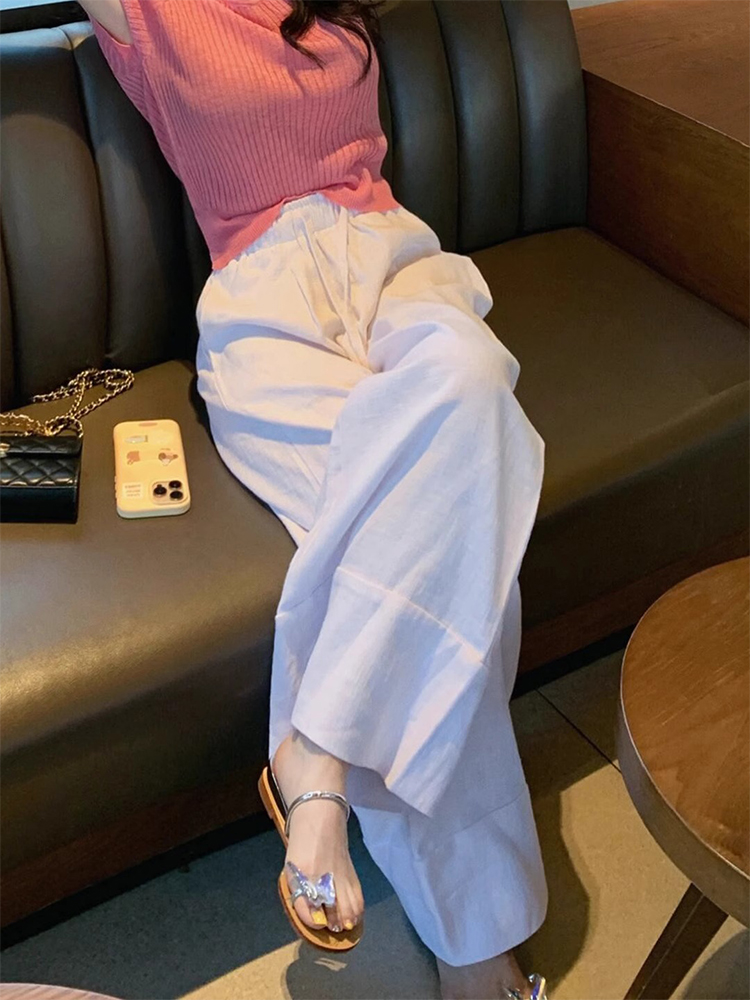 Plus Size Women's 2025 Summer High Waist Slim Straight Leg Pants - Casual Loose Wide Leg Floor-Length Trousers Plus Size Women's 2025 Summer High Waist Slim Straight Leg Pants - Casual Loose Wide Leg Floor-Length Trousers