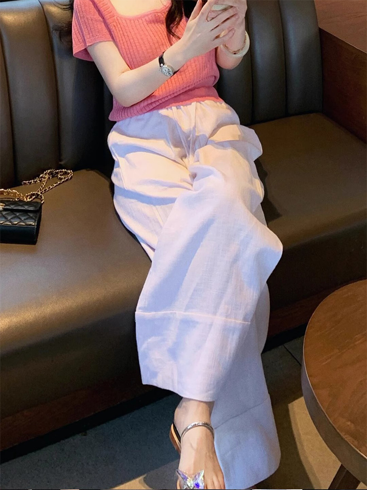 Plus Size Women's 2025 Summer High Waist Slim Straight Leg Pants - Casual Loose Wide Leg Floor-Length Trousers Plus Size Women's 2025 Summer High Waist Slim Straight Leg Pants - Casual Loose Wide Leg Floor-Length Trousers