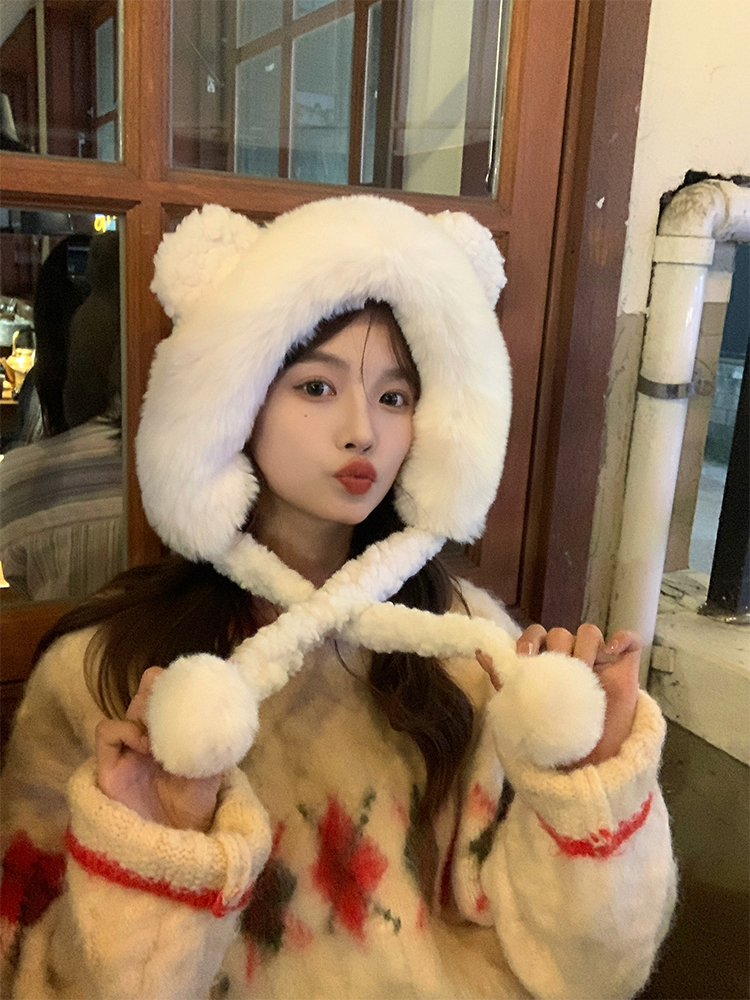Plush Bear Ear Fisherman Hat for Women - Thickened Winter Lei Feng Style with Warm Ear Protection Plush Bear Ear Fisherman Hat for Women - Thickened Winter Lei Feng Style with Warm Ear Protection