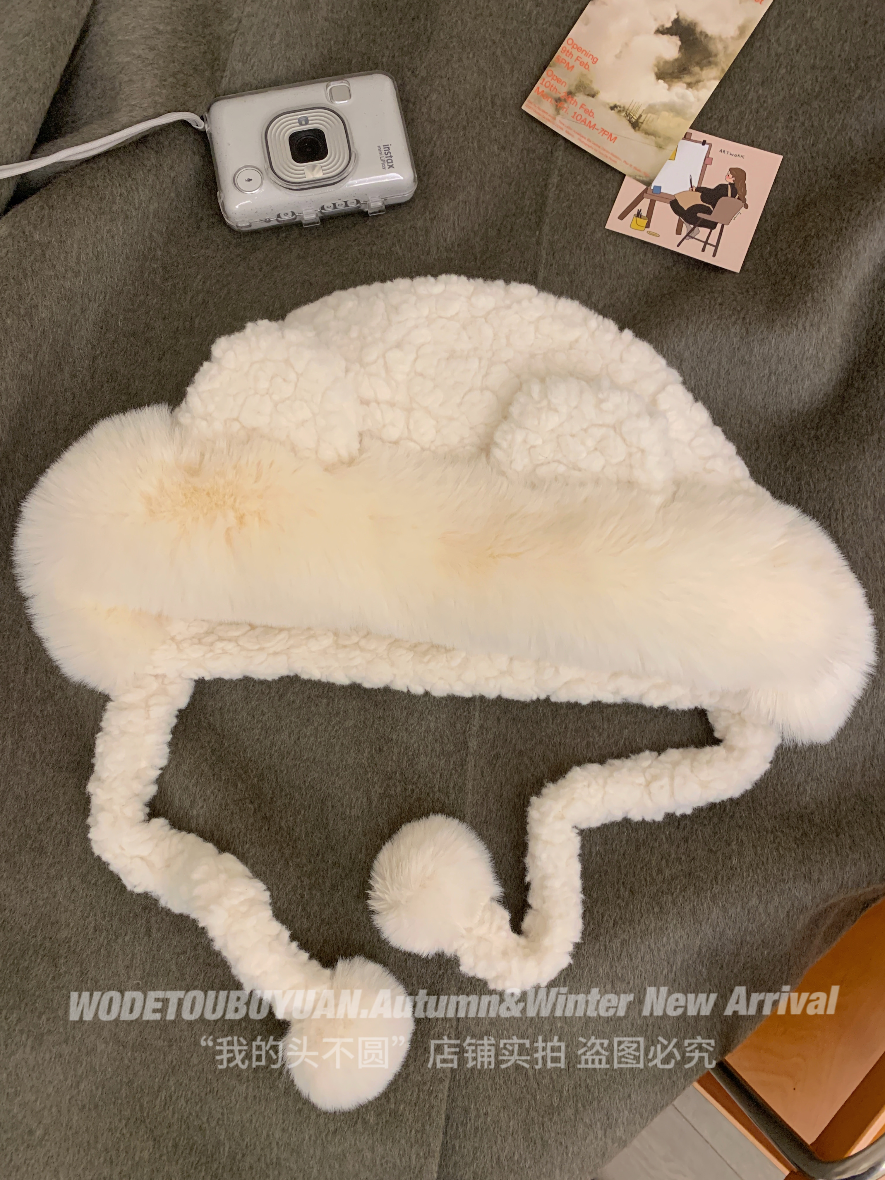 Plush Bear Ear Fisherman Hat for Women - Thickened Winter Lei Feng Style with Warm Ear Protection