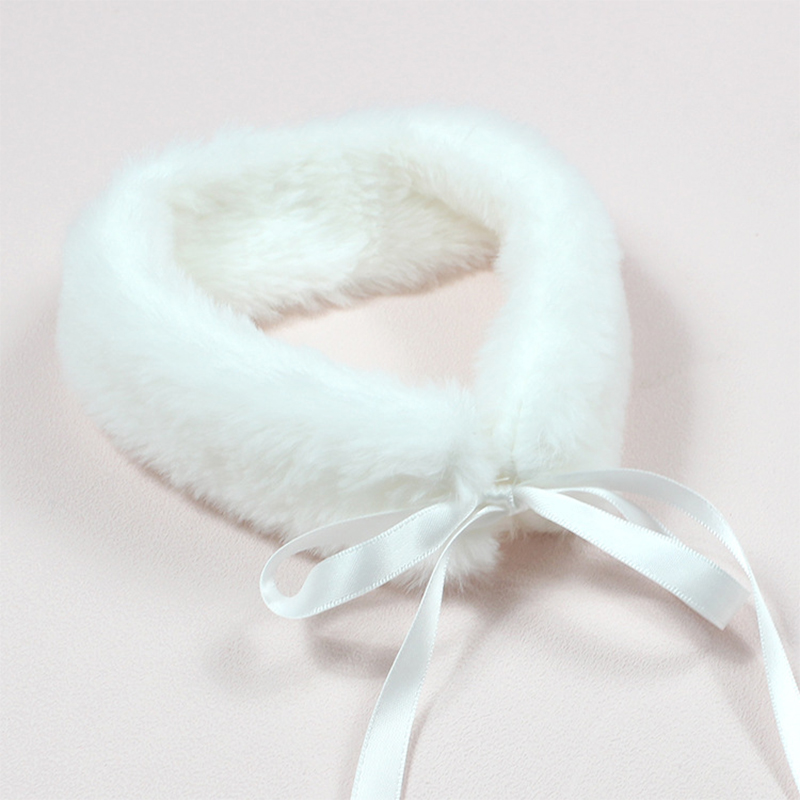 Plush Bunny Ear Headband and Velvet Collar Choker Necklace Set, Cute Sweet Girl Lolita Style Accessories for Christmas