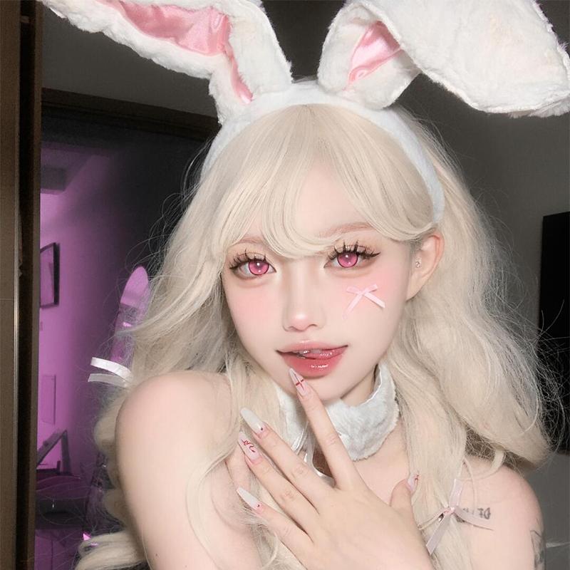 Plush Bunny Ear Headband and Velvet Collar Choker Necklace Set, Cute Sweet Girl Lolita Style Accessories for Christmas