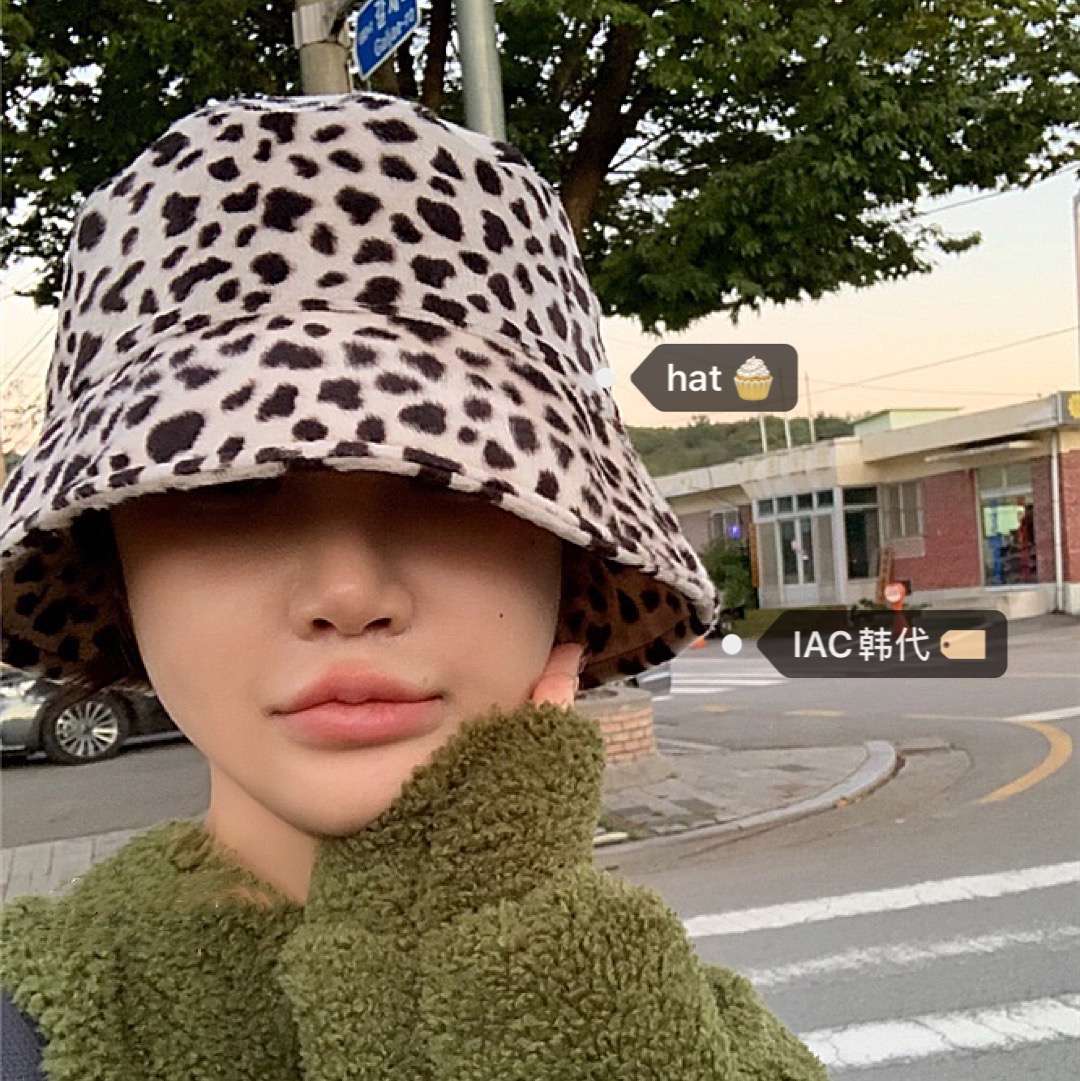Plush Retro Leopard Print Bucket Hat - Fisherman Style for Autumn & Winter, Y2K Korean Fashion Accessory Plush Retro Leopard Print Bucket Hat - Fisherman Style for Autumn & Winter, Y2K Korean Fashion Accessory