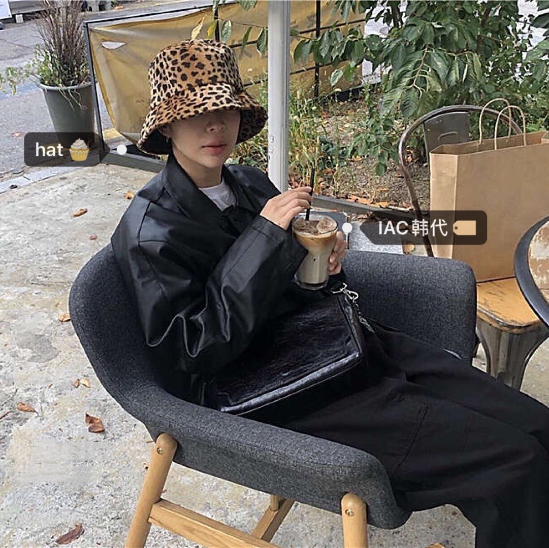 Plush Retro Leopard Print Bucket Hat - Fisherman Style for Autumn & Winter, Y2K Korean Fashion Accessory Plush Retro Leopard Print Bucket Hat - Fisherman Style for Autumn & Winter, Y2K Korean Fashion Accessory