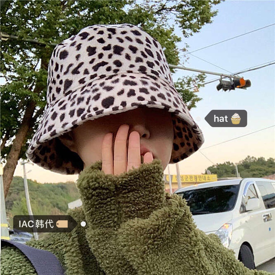 Plush Retro Leopard Print Bucket Hat - Fisherman Style for Autumn & Winter, Y2K Korean Fashion Accessory Plush Retro Leopard Print Bucket Hat - Fisherman Style for Autumn & Winter, Y2K Korean Fashion Accessory