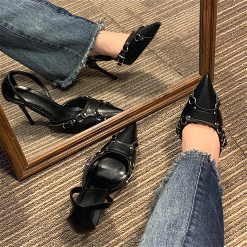 Pointed Toe High Heels for Women - Elegant One Strap, Thin Heel, Closed Toe Design - European and American Style