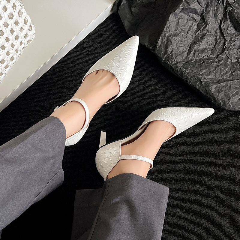 Pointed Toe One-Strap Hollow-Out Open-Toe High-Heeled Shoes - Trendy Shallow Mouth Design for Y2K and Internet Celebrity Style Pointed Toe One-Strap Hollow-Out Open-Toe High-Heeled Shoes - Trendy Shallow Mouth Design for Y2K and Internet Celebrity Style