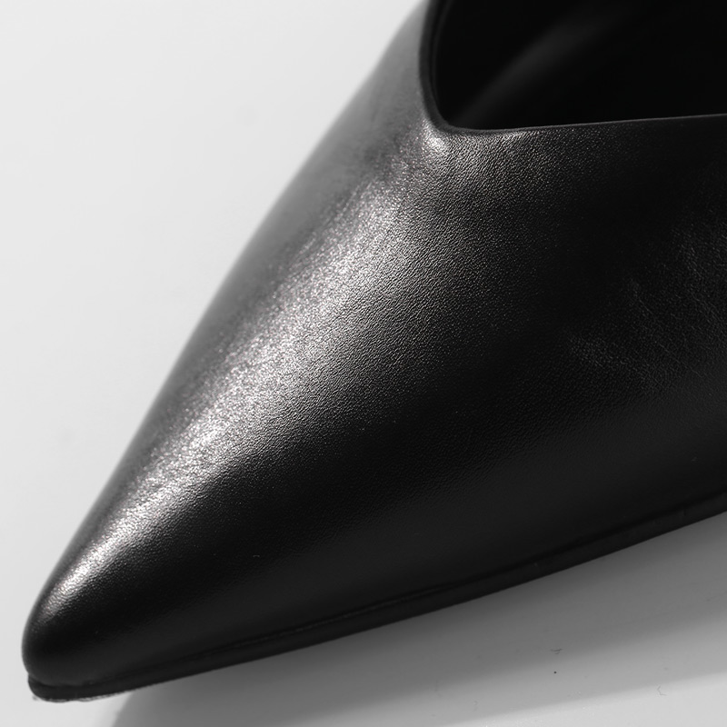 Pointed Toe Transparent Crystal High Heels - Elegant Genuine Leather Women's Loafers for Spring & Autumn - European Style Fashion