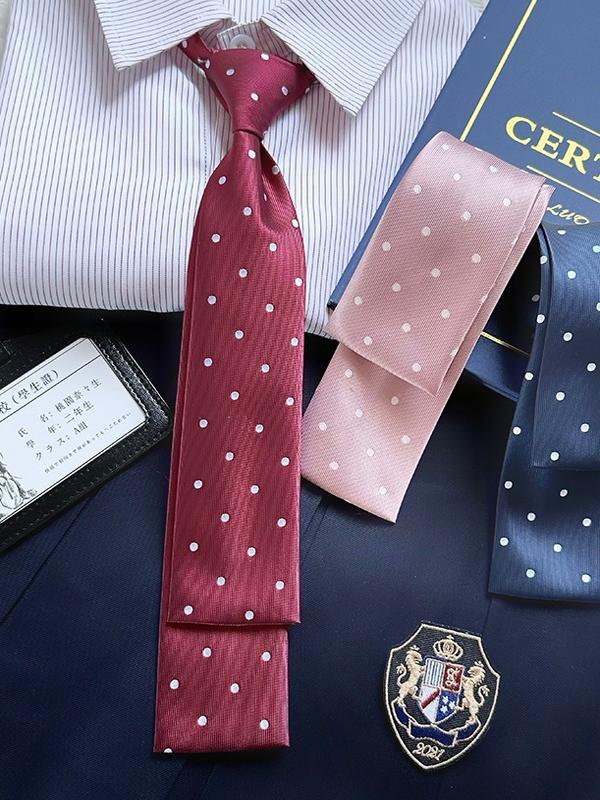 Polka Dot Tie Square Cut JK Accessories for School - Trendy Pudding Bear Style 2025, Perfect for Y2K and 90s Fashion Lovers