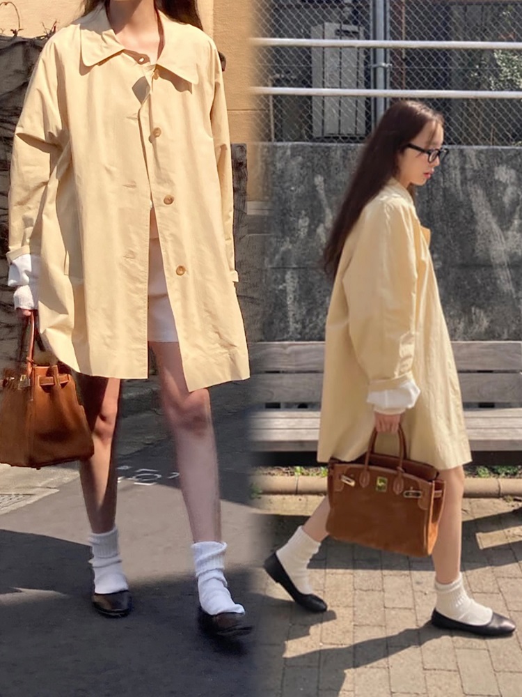 Princess Diary Holiday Edition Banana Milk Soft Cute Long Trench Coat - Korean Style Cozy Outerwear for Stylish Layers