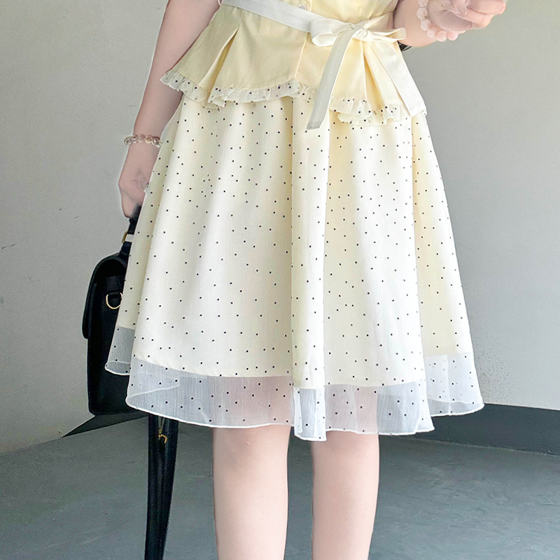 Pudding Bear JK Uniform Doll Collar Top & Polka Dot Skirt Set - Women's Sweet Summer College Style Outfit Pudding Bear JK Uniform Doll Collar Top & Polka Dot Skirt Set - Women's Sweet Summer College Style Outfit