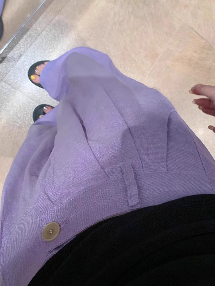 Purple High-Waisted Draped Pleated Wide-Leg Pants for Women - Summer 2025 Casual Loose Straight Trousers, Elegant High-End Fashion Purple High-Waisted Draped Pleated Wide-Leg Pants for Women - Summer 2025 Casual Loose Straight Trousers, Elegant High-End Fashion