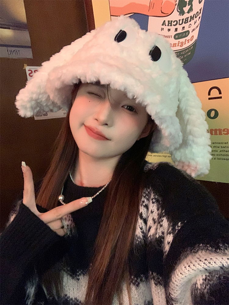 Quirky Long-Eared Dog Plush Hat for Women - Cute Warm Bucket Hat for Autumn and Winter, Perfect Fisherman Style Accessory Quirky Long-Eared Dog Plush Hat for Women - Cute Warm Bucket Hat for Autumn and Winter, Perfect Fisherman Style Accessory