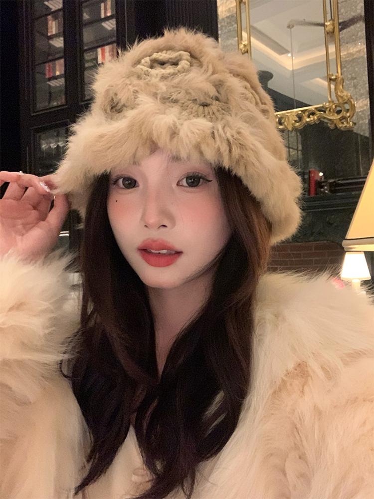 Rabbit Fur Fisherman Hat for Women - Thick Knit Winter Hat 2025, Warm and Stylish for Autumn, Flattering Face Shape Rabbit Fur Fisherman Hat for Women - Thick Knit Winter Hat 2025, Warm and Stylish for Autumn, Flattering Face Shape