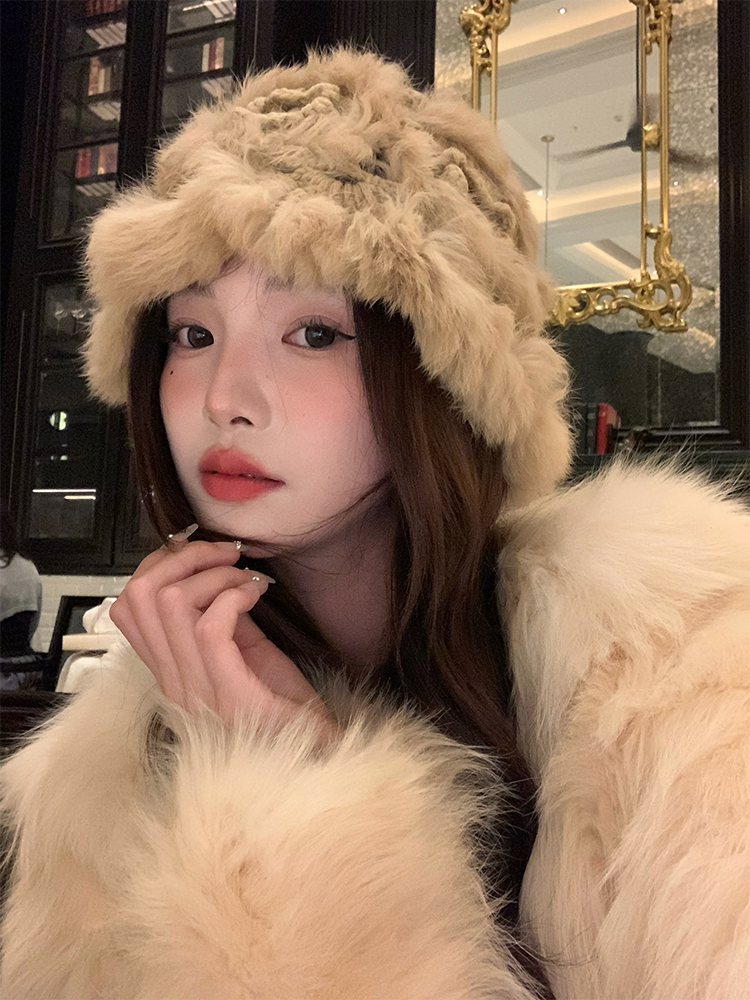 Rabbit Fur Fisherman Hat for Women - Thick Knit Winter Hat 2025, Warm and Stylish for Autumn, Flattering Face Shape