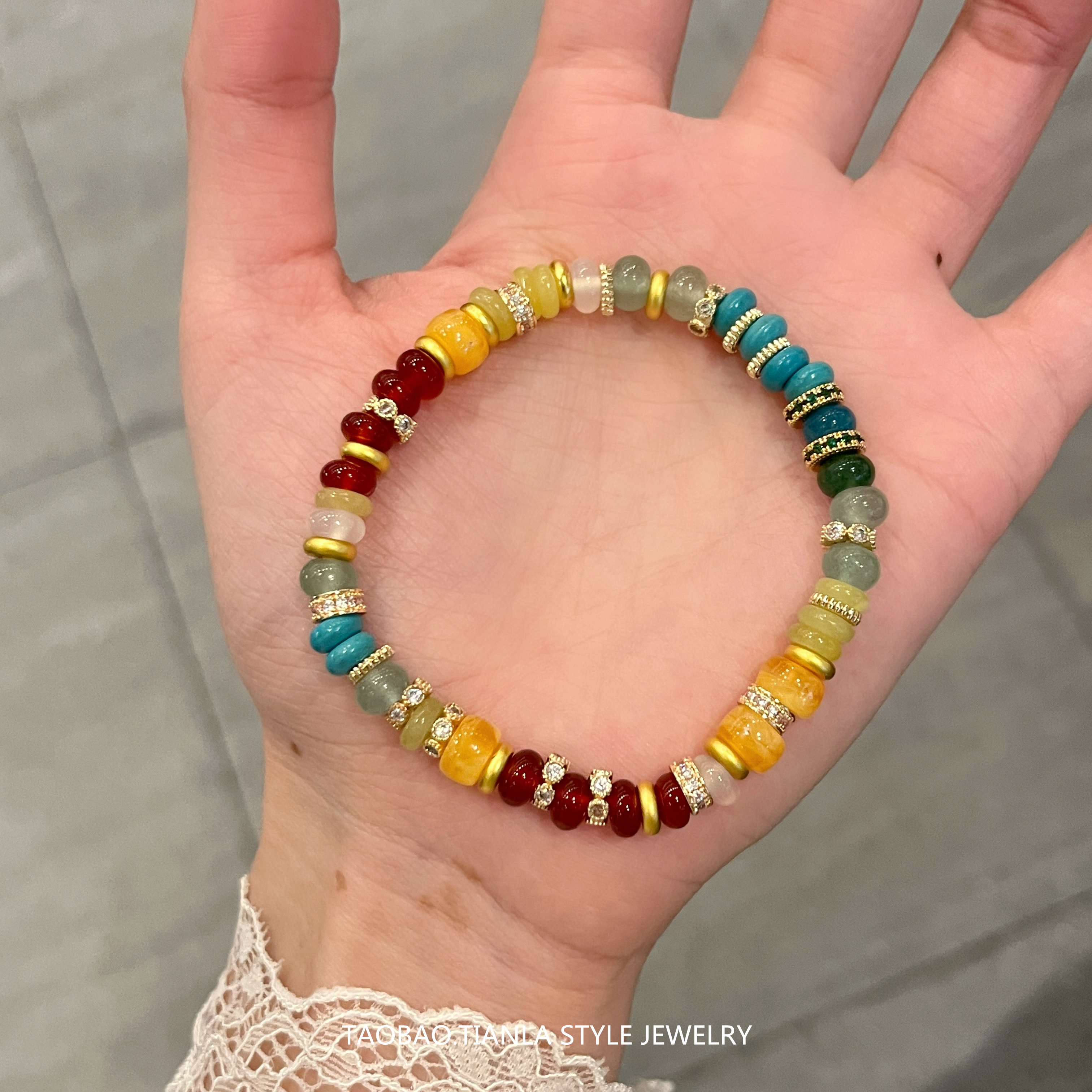 Rainbow Beaded Bracelet for Women - Minimalist Elegant Jewelry, Versatile Niche Design, High-End Style, Fresh Fashion Accessory
