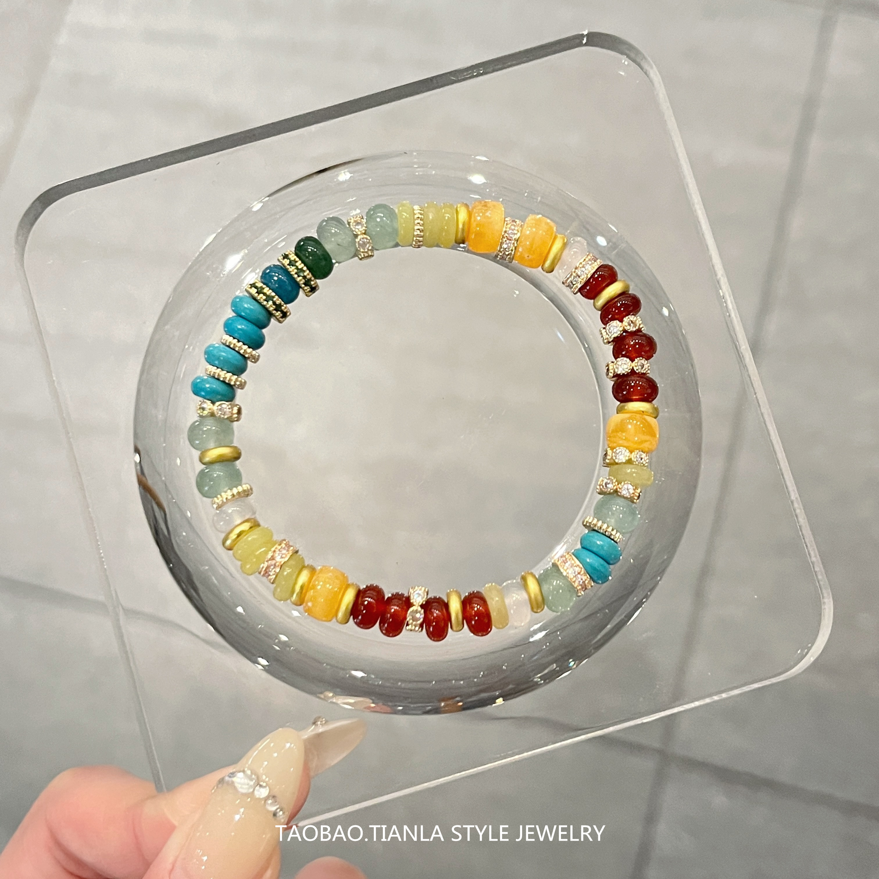 Rainbow Beaded Bracelet for Women - Minimalist Elegant Jewelry, Versatile Niche Design, High-End Style, Fresh Fashion Accessory Rainbow Beaded Bracelet for Women - Minimalist Elegant Jewelry, Versatile Niche Design, High-End Style, Fresh Fashion Accessory