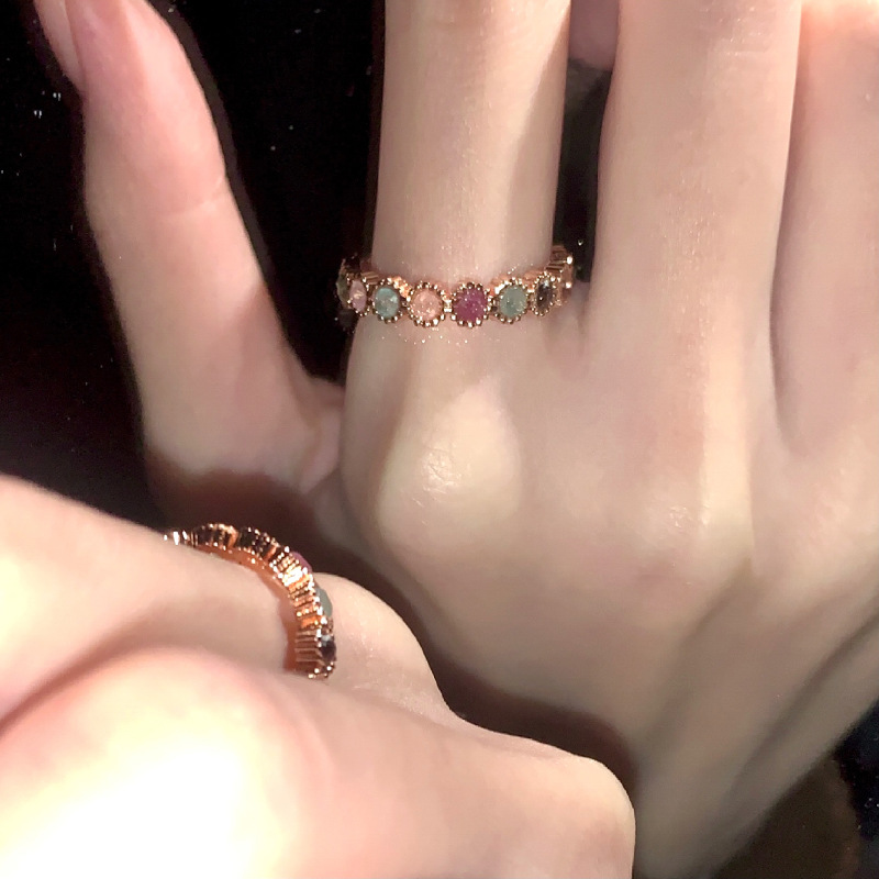 Rainbow Gemstone Ring for Women - Trendy Niche Design, 2025 Style, Sweet Cool Accessories, High-End Feel Rainbow Gemstone Ring for Women - Trendy Niche Design, 2025 Style, Sweet Cool Accessories, High-End Feel