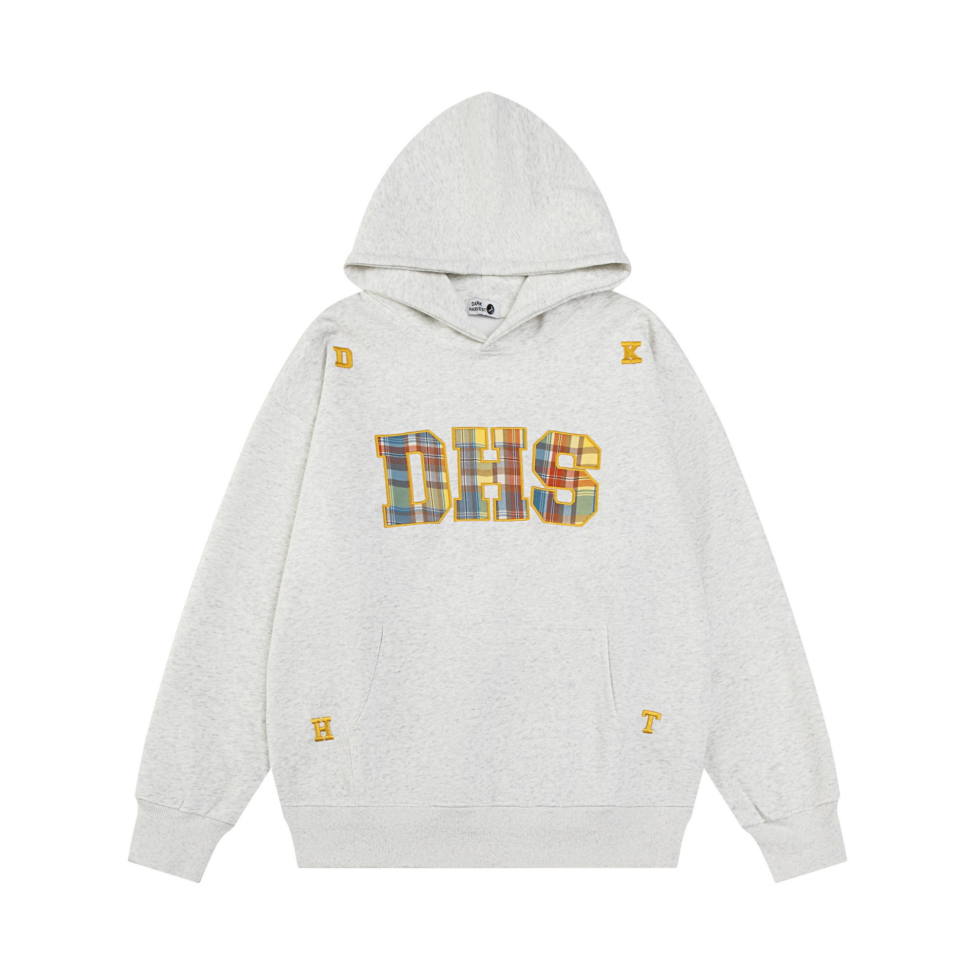 Rainbow Plaid Letter Patch Embroidery Hoodie for Women - Casual Autumn Sweatshirt in National Trend American Style Rainbow Plaid Letter Patch Embroidery Hoodie for Women - Casual Autumn Sweatshirt in National Trend American Style