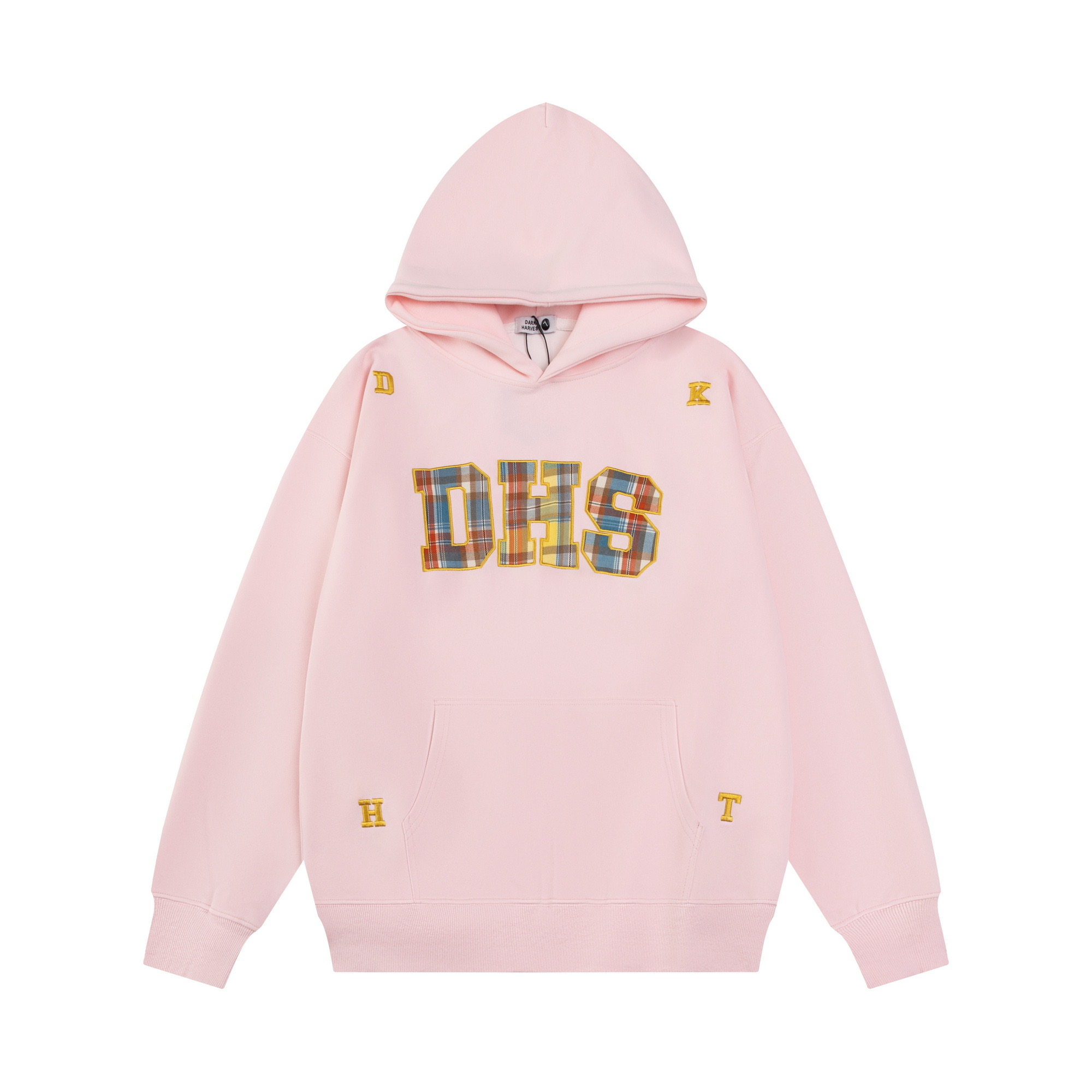 Rainbow Plaid Letter Patch Embroidery Hoodie for Women - Casual Autumn Sweatshirt in National Trend American Style Rainbow Plaid Letter Patch Embroidery Hoodie for Women - Casual Autumn Sweatshirt in National Trend American Style