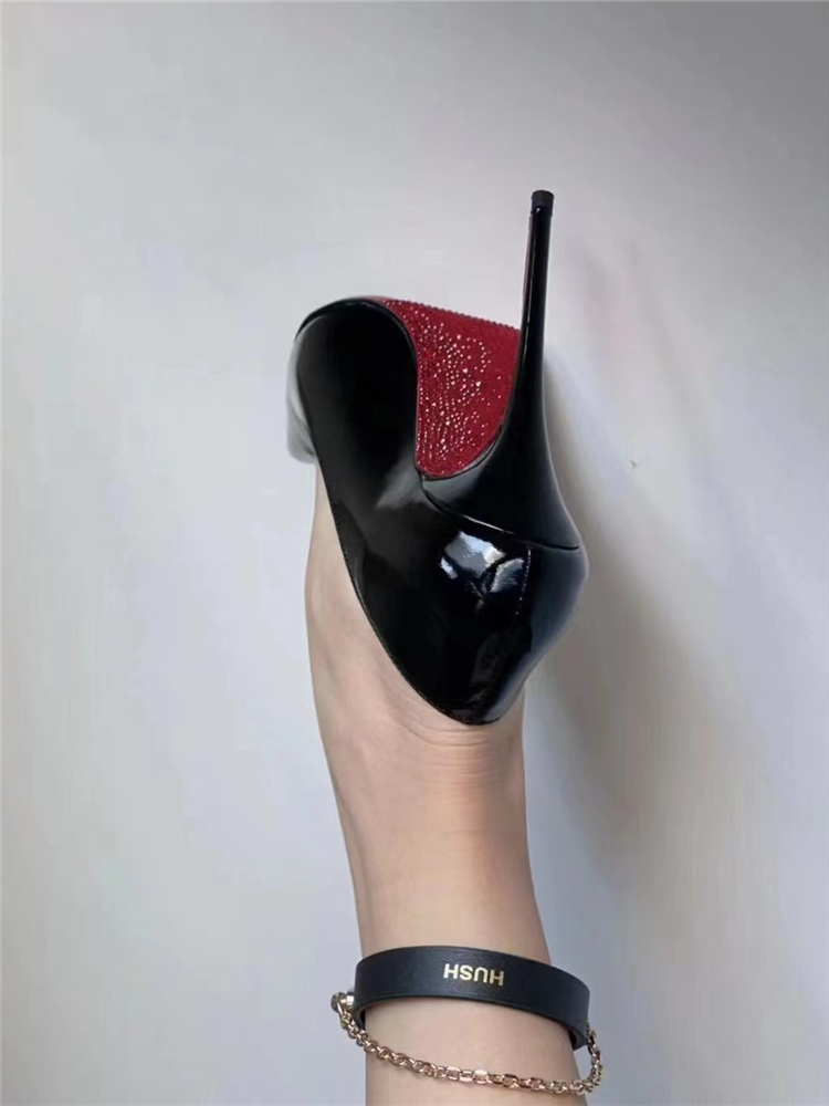 Red Bottom High Heels for Women - Rhinestone Thin Heel Black Patent Leather Pointed Toe Shoes - Sexy Dominatrix Style for Autumn/Winter 2025 Red Bottom High Heels for Women - Rhinestone Thin Heel Black Patent Leather Pointed Toe Shoes - Sexy Dominatrix Style for Autumn/Winter 2025