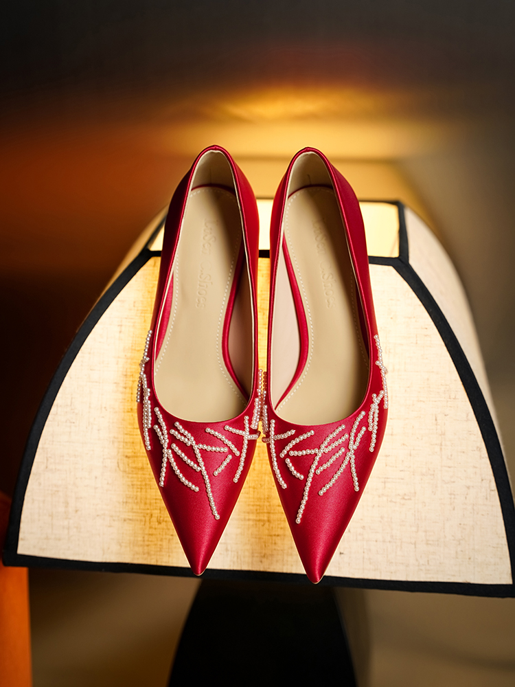 Red High Heels for Bride - Stunning Chinese Style Xiuhe Wedding Shoes, Comfortable Two-in-One Design, High-End Feel