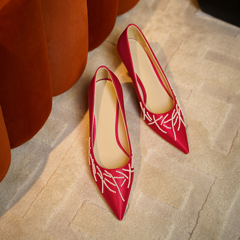 Red High Heels for Bride - Stunning Chinese Style Xiuhe Wedding Shoes, Comfortable Two-in-One Design, High-End Feel