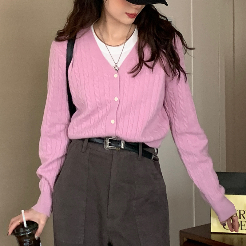 Red Knitted Cardigan for Women - Versatile Long Sleeve Sweater Coat for Spring & Autumn, Airy Wool Blend Layering Piece Red Knitted Cardigan for Women - Versatile Long Sleeve Sweater Coat for Spring & Autumn, Airy Wool Blend Layering Piece