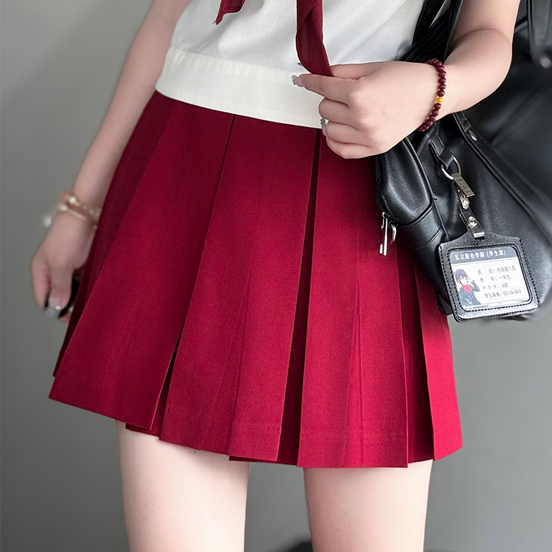 Red Pudding Bear Embroidered Color Block Sailor Suit Women's JK Uniform Academy Style with Navy Collar - Trendy Y2K Fashion Set Red Pudding Bear Embroidered Color Block Sailor Suit Women's JK Uniform Academy Style with Navy Collar - Trendy Y2K Fashion Set