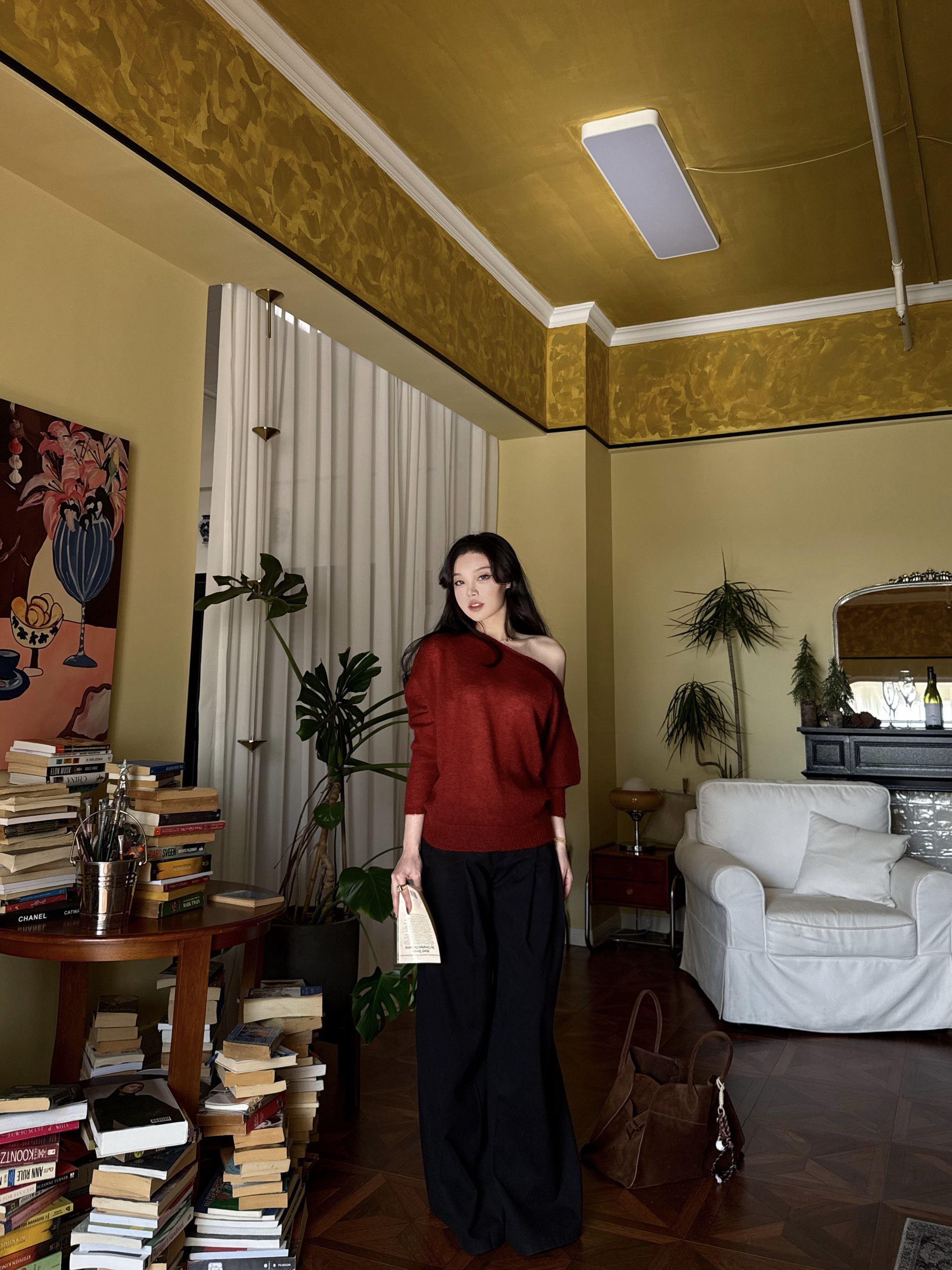 Red Rose and White Jasmine Mohair Sweater - Two-Color Floral Knit Top for a Bright and Beautiful Look, Perfect for Y2K Style