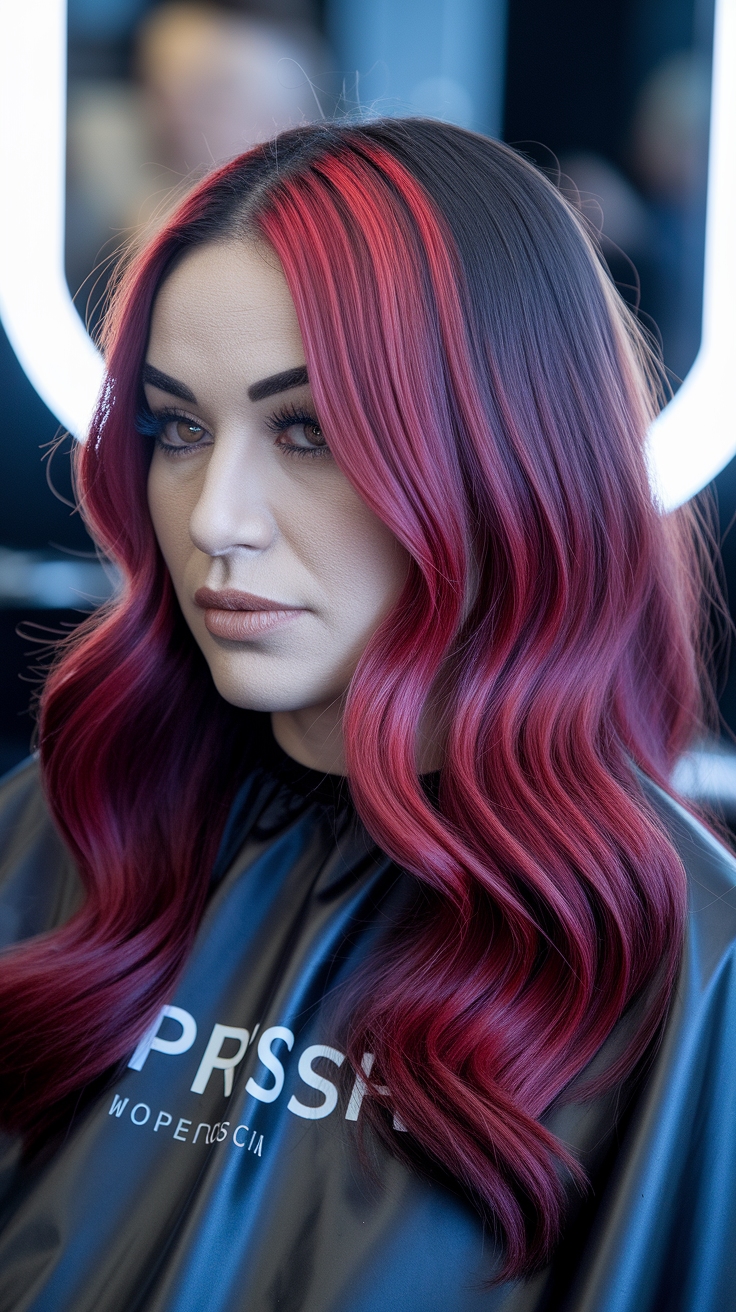 red hair highlights on black hair outfit idea