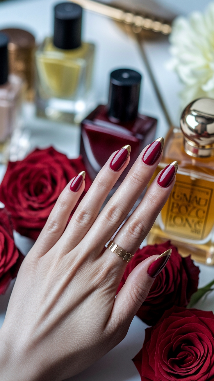 red nail inspo almond