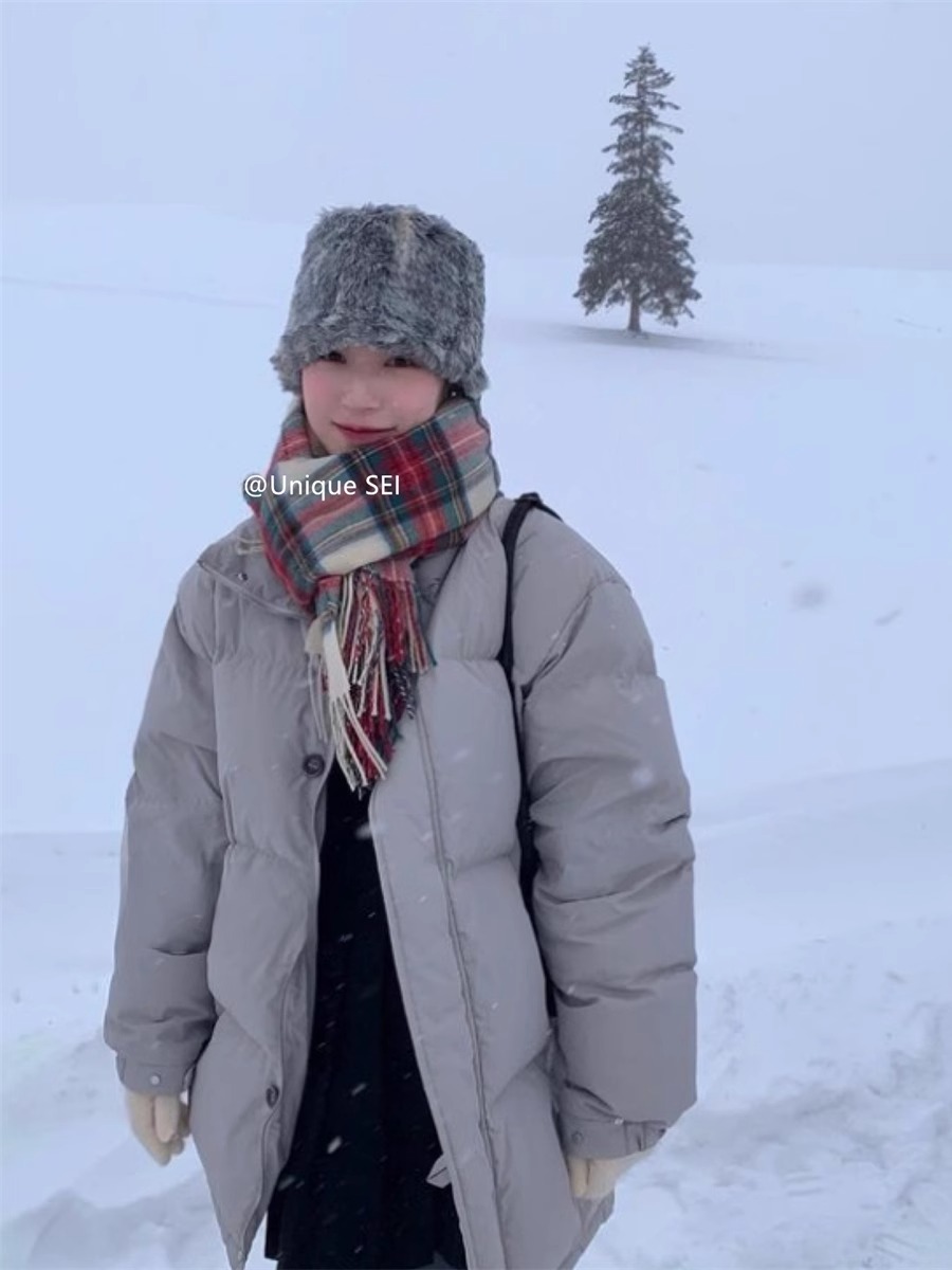 Retro Academy Cream Khaki Plaid Scarf with Tassels - Warm Versatile Winter Accessory, Influencer Style