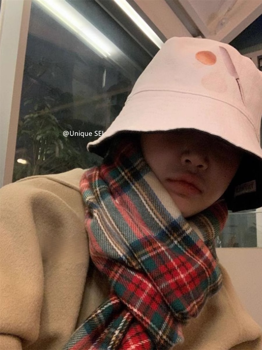 Retro Academy Cream Khaki Plaid Scarf with Tassels - Warm Versatile Winter Accessory, Influencer Style Retro Academy Cream Khaki Plaid Scarf with Tassels - Warm Versatile Winter Accessory, Influencer Style