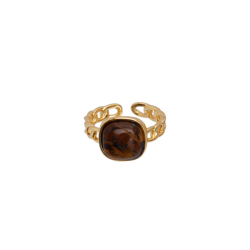 Retro Amber Faux Natural Stone Open Ring for Women - 2025 Niche Design, Unique Statement Jewelry Retro Amber Faux Natural Stone Open Ring for Women - 2025 Niche Design, Unique Statement Jewelry