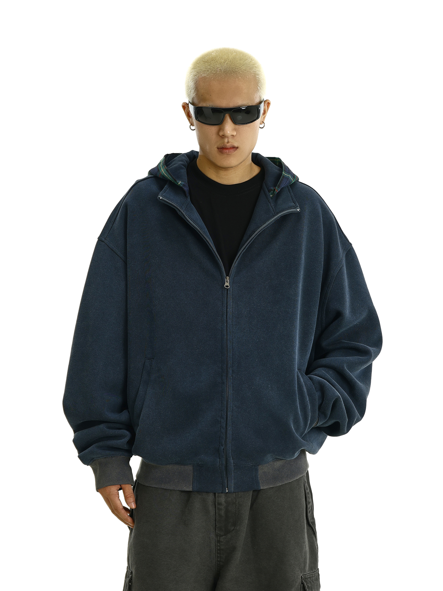 Retro American-Style Plaid Hooded Sweatshirt Jacket for Men and Women - High-End Zipper Cardigan for Autumn Streetwear