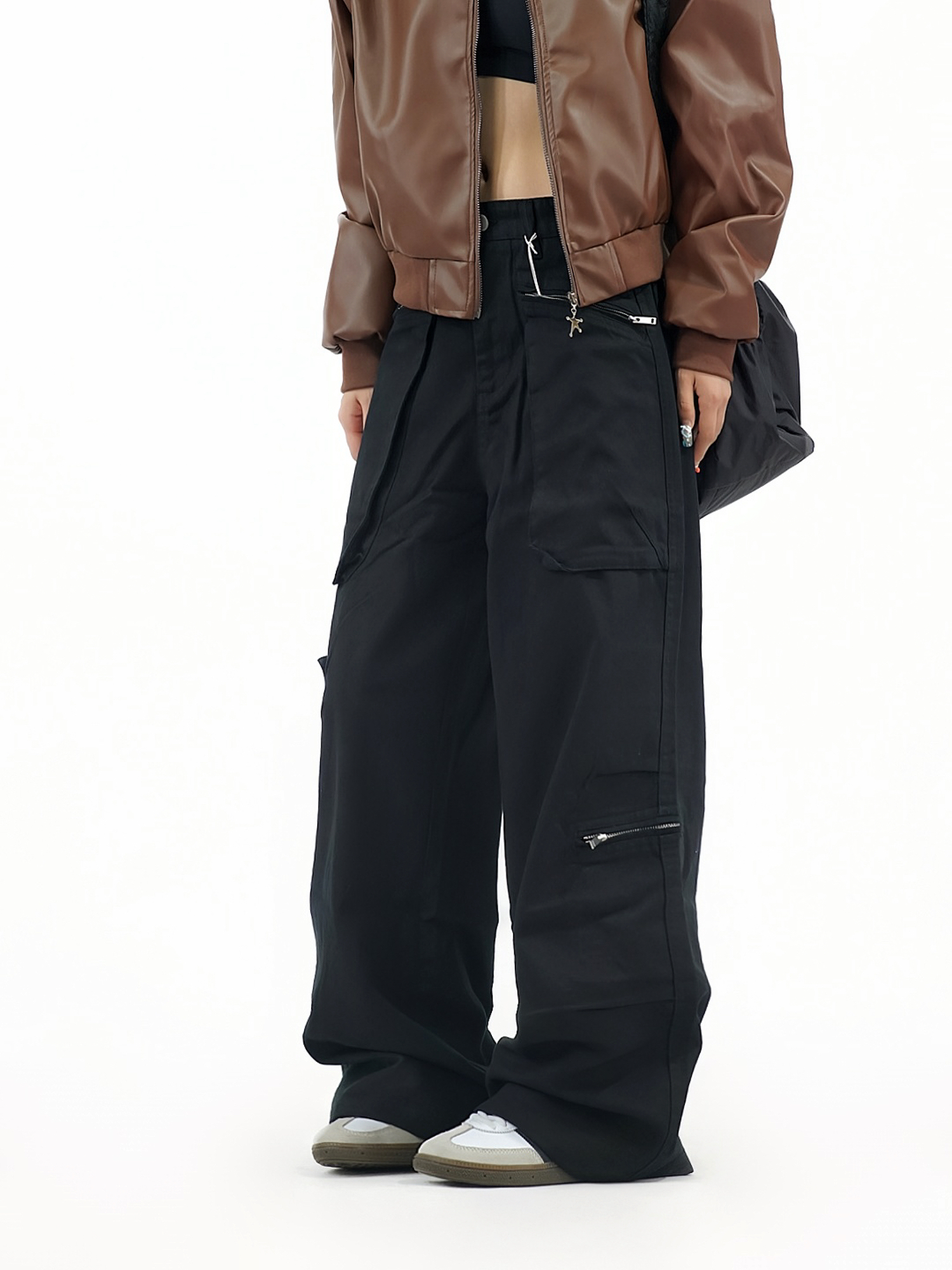 Retro Big Pocket Zipper Wide-Leg Work Pants for Men and Women - Casual Versatile Draped Long Trousers, Y2K Style Retro Big Pocket Zipper Wide-Leg Work Pants for Men and Women - Casual Versatile Draped Long Trousers, Y2K Style