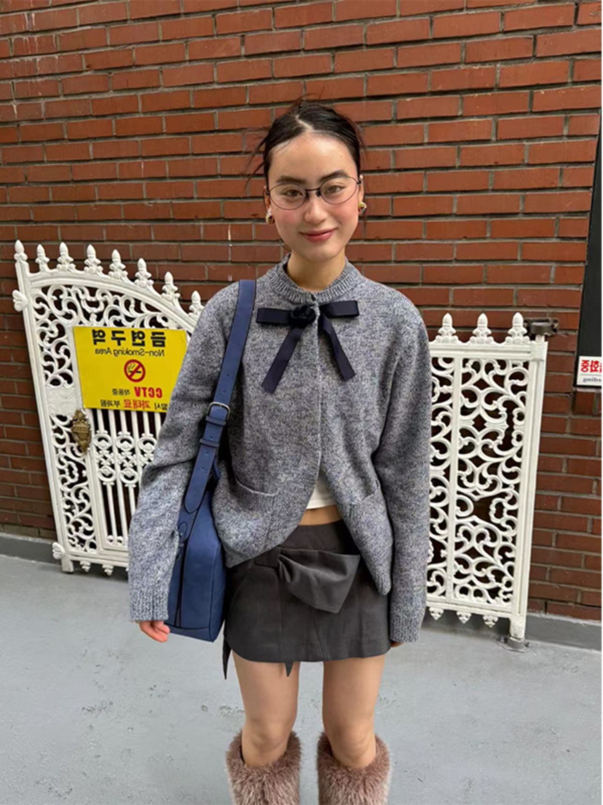 Retro Bow Tie Knitted Cardigan - Slim Fit Sweater for Women, Trendy Vintage Style, Chic Fashionable Knitwear
